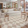 HUGEAR Tappeto Salotto 140x200cm Pelo Lungo Grande Beige Bianco Morbido Tappeti Antiscivolo Moderno Camera da Letto Cucina Sala Scendiletto Esterno Bambina Tappeti Rombi Geometrico