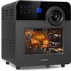 Klarstein AeroVital Cube Chef - Friggitrice ad aria da 1700 W, friggitrice aria con schermo touch, 16 programmi, 50-220 °C, 14 L, circa 10 h di preselezione della durata, acciaio inox, Nero