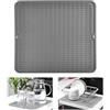 KitchenRaku Tappetino scolapiatti, Resistente al calore,Sottobicchieri in silicone antiscivolo, Presine, Tovaglietta, Ripiano per cucchiai (Grigio Chiaro, 30x40cm)