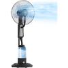 HOMCOM Ventilatore Nebulizzatore con Serbatoio da 3L, 3 Velocità e Oscillazione 75°, Ventilatore a Piantana con Nebulizzazione Regolabile, Ruote, 90W, Diametro 50 cm, Altezza 125 cm, Nero