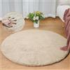 ORINOVA Tappeto Rotondo Beige 90 cm Camera da Letto Morbido Piccolo Tappeto Salotto Moderno Lavabile
