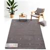 carpetfine Tappeto di lana Gabbeh Uni Grigio 140x200 cm | Tappeto moderno per soggiorno e camera da letto