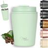 Milu Tazza Termica per caffè 300ml, 400ml, 500ml - Thermo Coffee Mug-to-Go, Tazza da Viaggio Senza BPA, Litri con Isolamento, In Acciaio Inox e Tenuta stagna per caffè e tè (Lily green, 300ml)