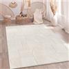 Paco Home Tappeto Soggiorno Camera da letto a pelo alto Morbido Uni 3D Look Facile da curare Design moderno Lavabile Crema, Dimensione:200x280 cm