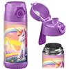 Jarlson® Borraccia Termica Bambini 350ml MALI [SENZA BPA e FTALATI] Bottiglia Acciaio Inox - Termos per Acqua per Bambino e Bambina - Mantiene Freddo - Ideale per Scuola, Sport e Viaggi (Unicorno 2.0