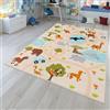TT Home Tappeto Stanza Bambini Auto Bambini Motivo Con Animale Antiscivolo, Colore:Verde Giallo Crema, Dimensione:120x160 cm