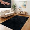 TT Home Tappeto Soggiorno Moderno a Pelo Corto - Morbido e Antiscivolo, Lavabile, per Camera da Letto, in Finta Pelliccia, Colore: Nero, Dimensione:200x280 cm