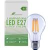 greenandco Lampadina a filamento LED | trasparente | CRI 90+ | E27 A60 | 7,2W 1335 lm | sostituisce 90W | 3000 K bianco caldo | 320° | 230V | senza sfarfallio | Classe energetica B | non dimmerabile