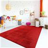 TT Home Tappeto Stanza Bambini Lavabile Moderno Pastello Monocromatico Antiscivolo Soft, Colore: Rosso, Dimensione:100x200 cm