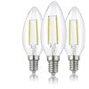 Hellum LED Lampadina a Candela C35, 3 pezzi, 2W lampadina filamento LED, base E14, vintage lampada bianco caldo 2700 K, trasparente, 207101