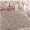 Paco Home Tappeto Soggiorno Camera-Da-Letto Pelo-Alto Scandinavo Boho Stile Geometrico Astratto Tinta-Unita Soffice 3D Taupe, Dimensione:200x280 cm