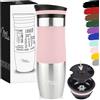 Milu Tazza termica da viaggio per caffè 450ml - 100% a Prova di perdite - Isolata Tazza di caffè e tè da portare via Tazza Termica da bere in acciaio inossidabile - Caldo e freddo - (Rosa, 450ml)