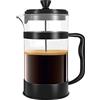 KICHLY French Press Macchina Caffe', Macchina per Espresso e te' con tripli filtri, vetro resistente al calore con stantuffo in acciaio (1000 ml, Nero)
