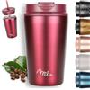 Milu Tazza Termica per caffè 300ml, 400ml, 500ml - Thermo Coffee Mug-to-Go, Tazza da Viaggio Senza BPA, Litri con Isolamento, In Acciaio Inox e Tenuta stagna per caffè e tè (Berry, 400ml)