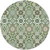 Panorama Tappeto Vinile Rotondo Cucina Bagno - Varie Dimensioni - (Piastrella Idraulica Orientale Verde 150x150 cm)