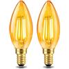 Caldarax Lampadina Vintage E14 LED Candela, 4W LED Filamento Equivalente a 40W, Vetro Ambrata Luce Bianca Calda 2200K, C35 Stile Vintage, 400LM, Non Dimmerabile, Lampadine Decorativo Retro Stile, 2 Pezzi
