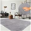 the carpet Relax Tappeto moderno a pelo corto, soggiorno, fondo antiscivolo, lavabile fino a 30 gradi, morbidissimo, aspetto pelliccia, Grigio, 60 x 110 cm