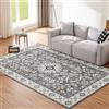 CHOSHOME Tappeto grande 200 x 290 cm, grigio, antiscivolo, classico, stile vintage, per camera da letto e soggiorno, a pelo corto