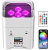PUZILOZA 108 W Batteria LED Par Faro Ricaricabile RGBWA+UV Uplight Outdoor con telecomando/DMX/APP(iOS e Android) Luce da discoteca per DJ Party Bar Matrimonio Compleanno Bianco