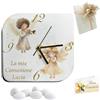 Doni Bomboniere Battesimo 1 pz Orologio in Ecopelle con Stampa con Tenerissimi Angioletti Personalizzabile Artigianale Idee Regalo Complete Comunione Originali Moderno (MOD. 02-12 x 12 cm)