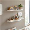 [en.casa] Set di 2 Mensole da Parete per Bambini Ripiani Decorativi Portaoggetti Sospesi a Muro per Libri Giocattoli Decorazioni Cameretta Soggiorno Corridoio 57 x 19 x 3 cm - Bianco