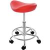 gegeweeret Sgabello da sella con ruote, regolabile in altezza a 360°, per ufficio, salone, massaggio, spa a casa, altezza regolabile da 45 a 59 cm (rosso)