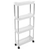 AUNMAS Carrello Portaoggetti Sottile con Rotelle a 4 Livelli con Cestelli in Rete da 12,5 Cm di Larghezza, 4 Ganci Laterali per Bagno, Lavanderia e Ufficio (WHITE)