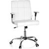 HJH Office 719010 Sedia da ufficio ERNESTO ecopelle bianco/cromo moderna poltrona girevole dal look retrò