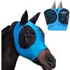 GIUSOBG Maschera da Mosche Blu con Orecchie, Protezione per Cavalli con Grande Eye Space, Elastica, per Cavalli, in Rete Traspirante, per Protezione Uv e Mosche di Cavallo