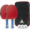 JOOLA Set Duo da ping pong - 2 racchette da ping pong + 3 palline da ping pong + copertina da ping pong, 6 pezzi, omologato ITTF