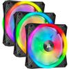 Corsair QL120 RGB Ventola con 102 LED RGB PWM Regolabili, Fino a 1.500 Giri/Min, Silenziosa, Smorzatori in Antivibrazione, iCUE QL 120 mm, Confezione da 3 con Lighting Node CORE, Nero/RGB