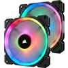 Corsair LL140 RGB Ventola da 140 mm, Dual Light Loop RGB LED PWM, Confezione Doppia con Lighting Node PRO