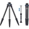 SIRUI 159cm Treppiede Fotocamera da Viaggio AM-225, Portatile Treppiede Carbonio Fibra con Tubo di Prolunga SL-100, Cavalletto Fotografico con Colonna Centrale in Carbonio, Carico Massimo 6KG