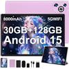 Dghrti Tablet 10 Pollici Android 15, 30GB RAM+128GB ROM+2TB TF, 8-Core,FHD IPS,8000mAh,USB-C, Wi-Fi 5G, BT5.0, 5MP+8MP, Touch Screen,Facial ID,Tablets con Custodia Protettiva, Mouse, Tastiera-Viola Lilla