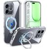 zZjoOoj 360° Girevole Supporto Magnetica Custodia Cover per HONOR 600 Lite 5G [Stabile CD Anello Supporto ] Protezione per Fotocamera,Antiurto, Anti-Graffio (Trasparente)