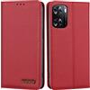WenBaby Custodia Oppo A57S Cover, custodia in vera pelle [RFID Blocker] [scomparto per carte di credito] Cover a Libro Magnetica Portafoglio per Oppo A57S Cover, Rosso