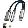HOYULLI Adattatore USB C a Jack Cuffie 3.5mm N(2en1) per iPhone 16 15 Pro MAX Tipo C Cavo Caricatore Compatibile con Samsung S25 S24 per iPad per Apple Headphone Audio Auxiliar Connettore Android Dongle