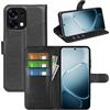 JIUNINE Cover per OPPO A6 Pro, Custodia Portafoglio Libro in Pelle Sintetica Antiurto Cover Flip Case con, Carta Fessura, Supporto Stand, Fibbia Magnetica, Nero