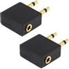 Plyisty Doppio Adattatore per Cuffie da Aereo da 3,5 mm Maschio a 3,5 mm Femmina, Adattatori per Cuffie da Volo per Aereo Placcati in Oro (2PCS)