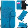 ShuiSu Custodia a portafoglio in pelle vegana per Motorola Moto G8 Power, custodia protettiva a portafoglio con bellissimo motivo ad albero, chiusura magnetica, funzione cavalletto, tasche per carte