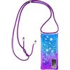Paekear Custodia per Cellulare con Corda per Samsung Galaxy S20 FE Case, Liquido Sabbie Mobili Bumper TPU Cover con Collana Practical Stylish/Necklace Cordoncino Cordino Tracolla, Viola & Blu