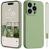 Kukiwhy Custodia in silicone per iPhone 14 Pro Max con 1 cordino, fodera interna in microfibra sottile per iPhone 14 Pro Max, protezione completa della fotocamera per iPhone 14 Pro Max 6,7, verde