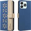 BLOTECH Pizzo Traforato Cover per Honor X5C PLUS Cellulare PU Cuoio Pizzo Traforato Portafoglio Custodia Libro Elegante 3 Porta Carte Flip Wallet Case per Honor X5C PLUS - Blu