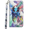 Sunrive Cover Per Honor 8X / Honor View 10 Lite, Custodia Case con supporto di stand e in pelle artificiale per carte di credito Portafoglio Flip Chiusura Magnetica Protettiva(Gufo acquerello)