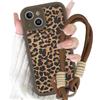 Yirlbey Cover con Cordino Orologi per iPhone 13 Mini 5,4, Morbido Silicone Custodia con Aesthetic Leopardata Mucca Disegni, Antiurto Case con Tracolla Collana per catena iPhone 13 Mini,marrone 1