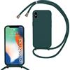 MBSLFY Cover Cordino per iPhone X/iPhone XS Custodia con tracolla,Regolabile Cellulare Girocollo Case con Collana TPU Corda Silicone,Verde scuro