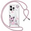 Yoedge Cover con Cordino per iPhone 13 Pro Max 6,7,Custodia Trasparente Aesthetic Disegni Fiori, Donne Ragazze Morbido TPU Silicone + PC Antiurto Protettiva Case con Collana Tracolla Laccio Collo, 04