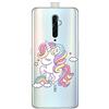 Mixroom - Cover Custodia Case In TPU Silicone Morbida Sfondo Trasparente Per Oppo Reno 2Z Fantasia UNICORNO ARCOBALENO U1046