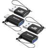 Omivine Adattatore da USB a USB C, 4 pezzi, da tipo C a USB 3.0 5 Gbps, convertitore di sincronizzazione dati, adattatore C a A OTG con cordino per la ricarica dei dati caricatore da auto