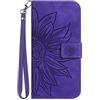 VQWQ Cover per Redmi Note 9 Pro, Custodia a Portafoglio in Pelle PU Girasole Slot per Schede Libro Supporto con Cordino Chiusura Magnetica Flip Cavalletto Wallet Case per Maschio Donna-[TYH]-Porpora-